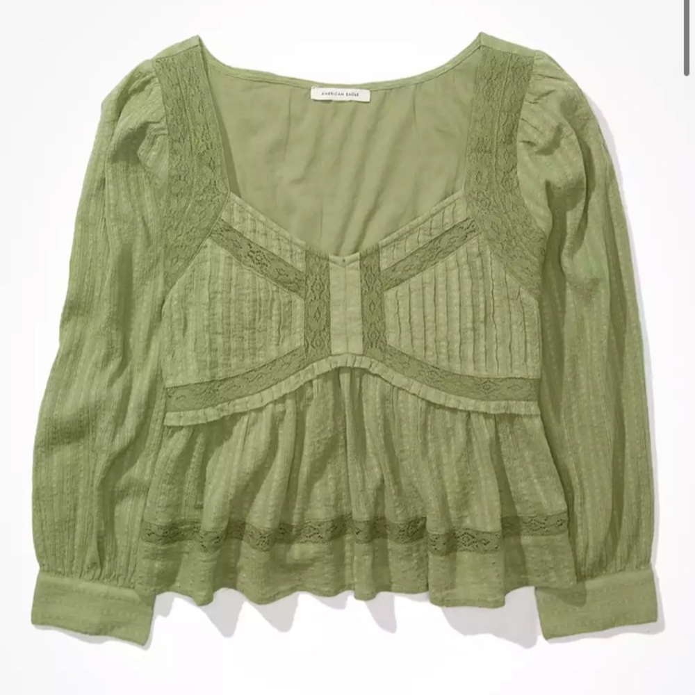 😍AE Long-Sleeve Babydoll Blouse